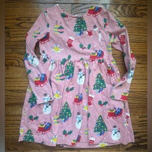 Mini Boden Festive Pink Holiday Christmas Dress 6-7Y